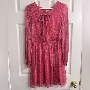 CARLA CONTI silk dress with pleated skirt and puff 3/4 sleeves.  Size S